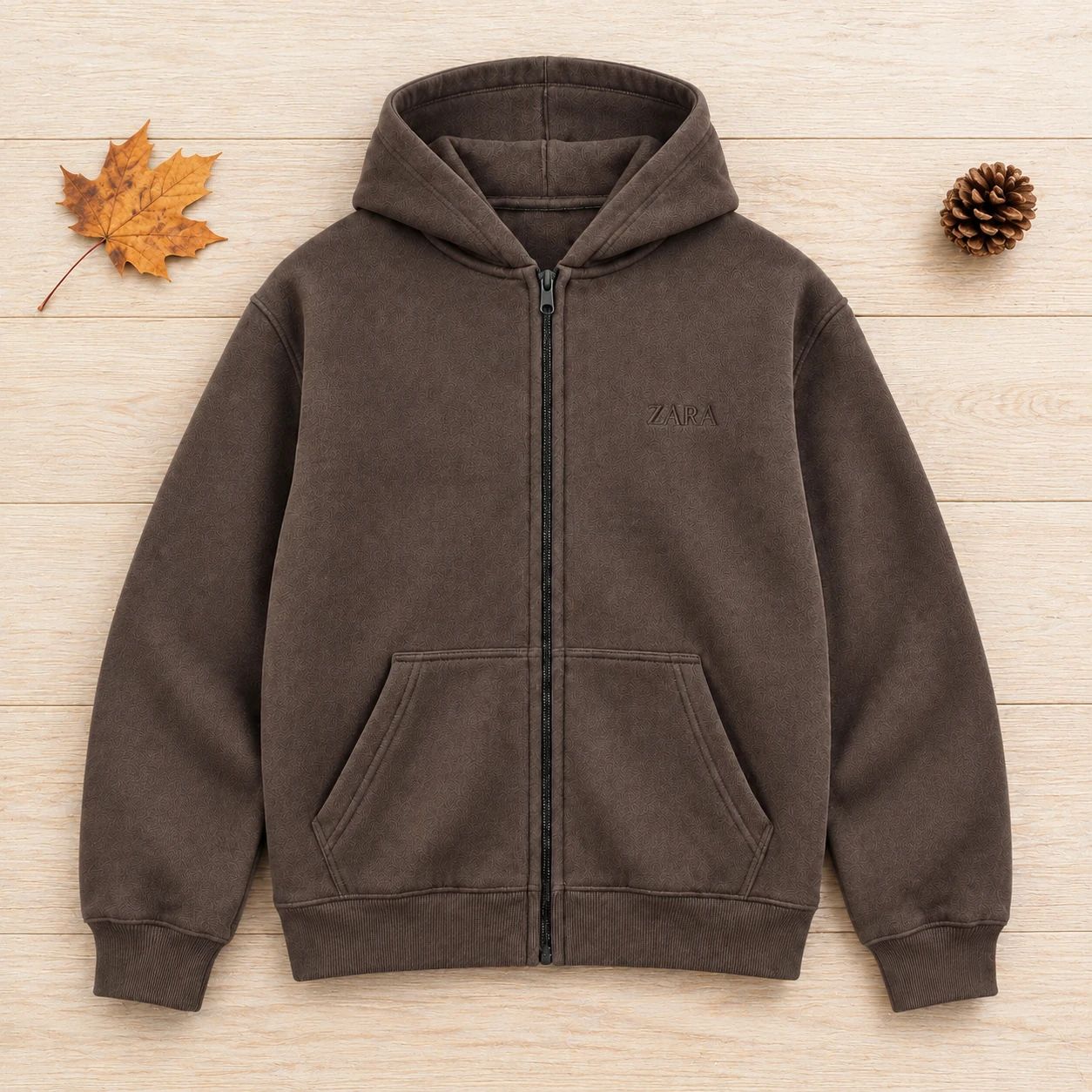 سوئیشرت کلاهدار مردانه مدل ZARA-قهوه ای